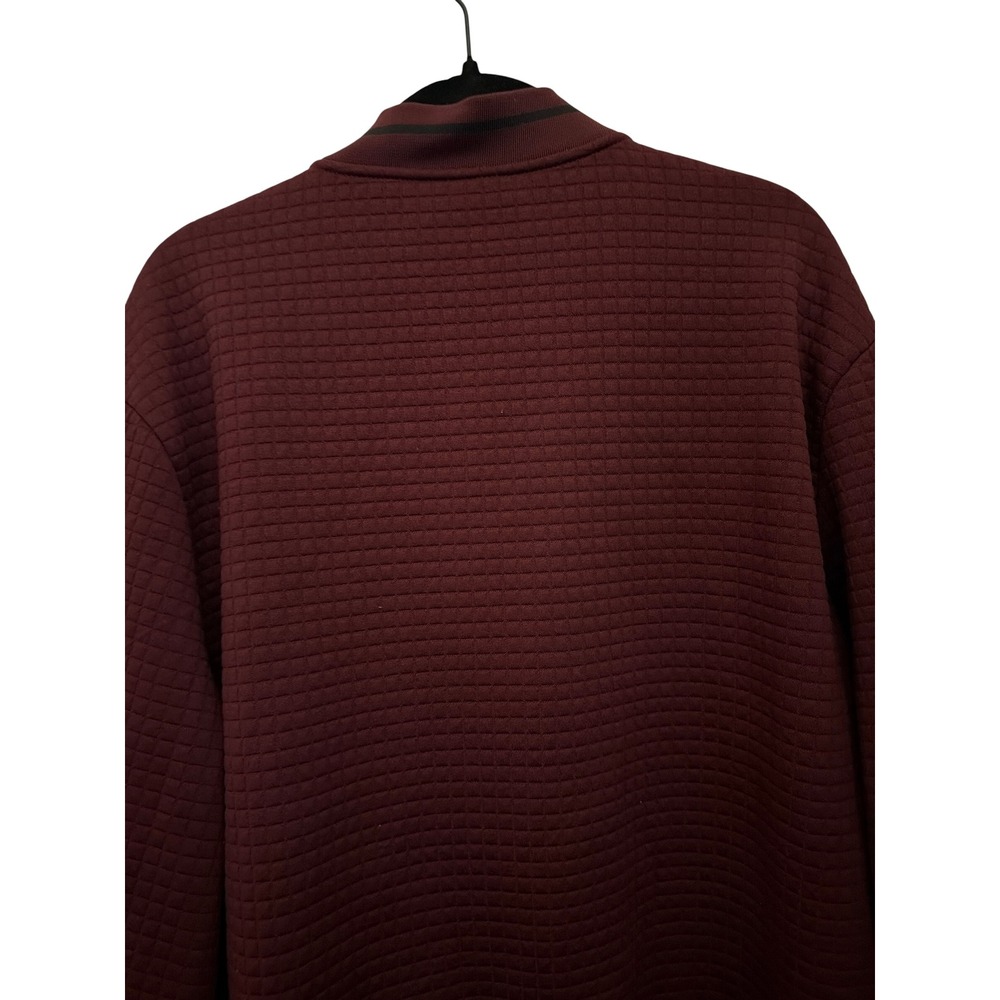 Mens Burgundy Quilted Grid Bomber Jacket Full Zip Sleeve Pocket XXXL - Picture 8 of 12